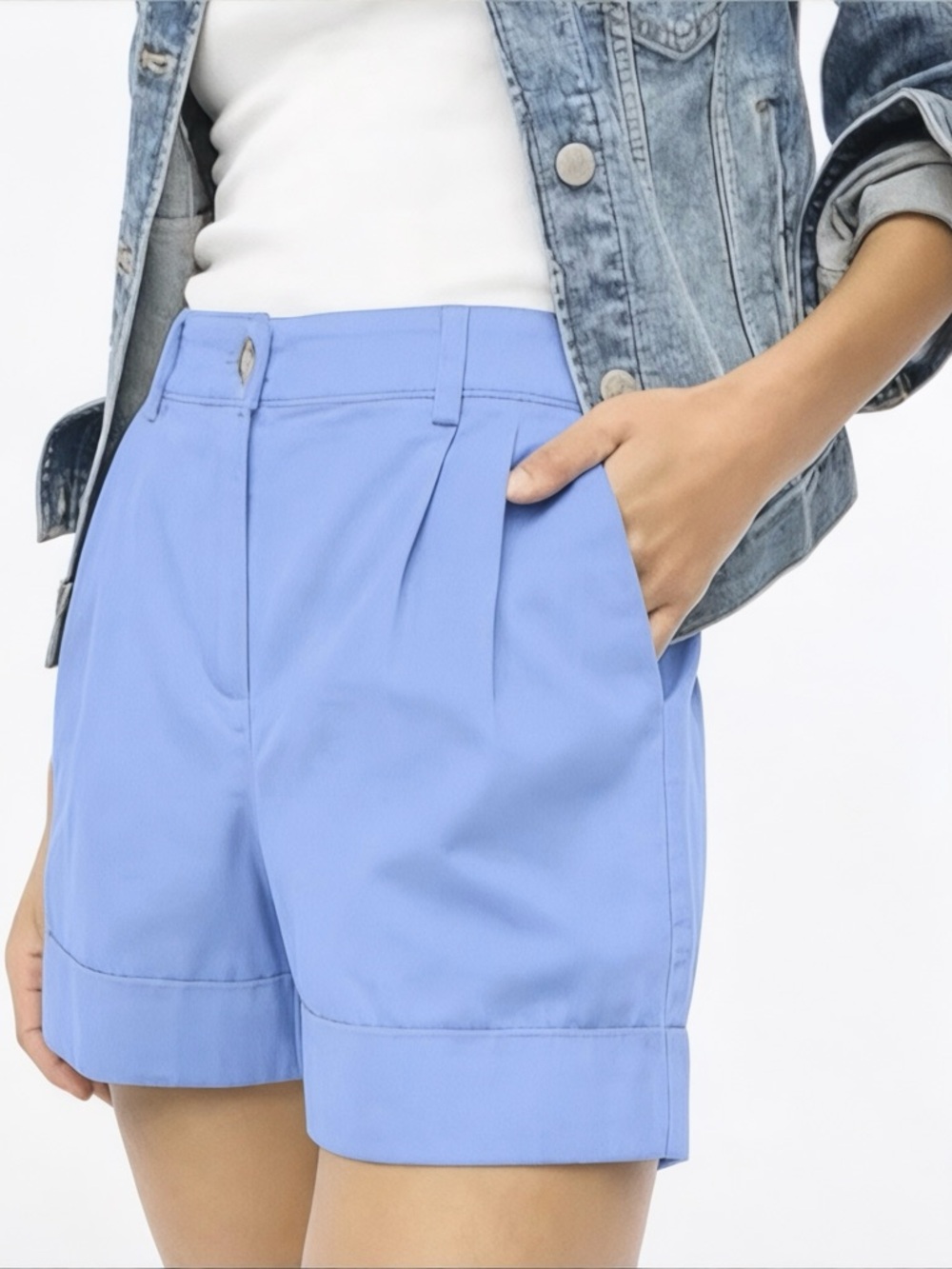 NWT J.Crew Factory Vintage 90s Pleated chino short Periwinkle Blue 10